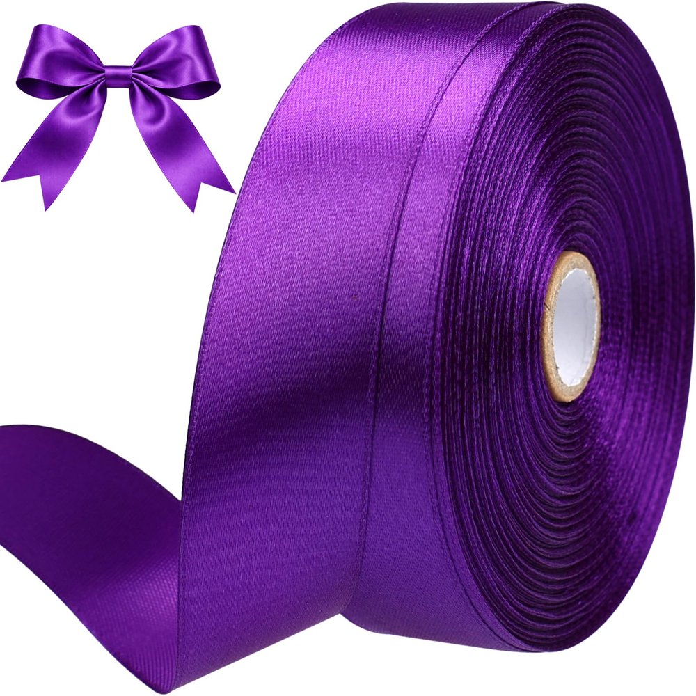 SJRIRG 1 Inch Purple Satin Ribbon 50 Yards Single Face Polyester