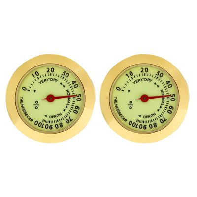 Alipis 2pcs Small Luminous Cigar Humidor Hygrometer Round Analog Humidity Gauge Mechanical Humidor Gauge for Cigar Case and Guitar Storage