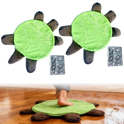 11'' Floor Turtle Mop, Cute Small Double Turtle Shaped Floor Cleaning Pad, Washable Reusable Mop for Home Dorms Office Tile, Laminate Floors, Easy to Wash (Green 2 Pcs)