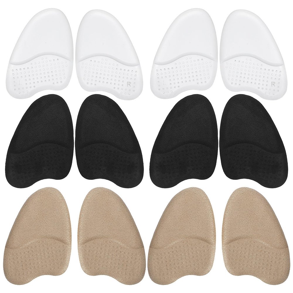 EXHUMKY Forefoot Pads and Metatarsal Cushions 6 Pairs Fabric Non-Slip Shock Absorbing Foot Cushions for High Heels and Shoes Comfort Inserts for Women
