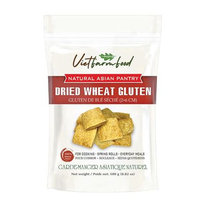 DRIED WHEAT GLUTEN 8.82 Oz (250g) VIETFARMFOOD - Traditional Plant-Based Seitan Pieces - Tender and Chewy Texture