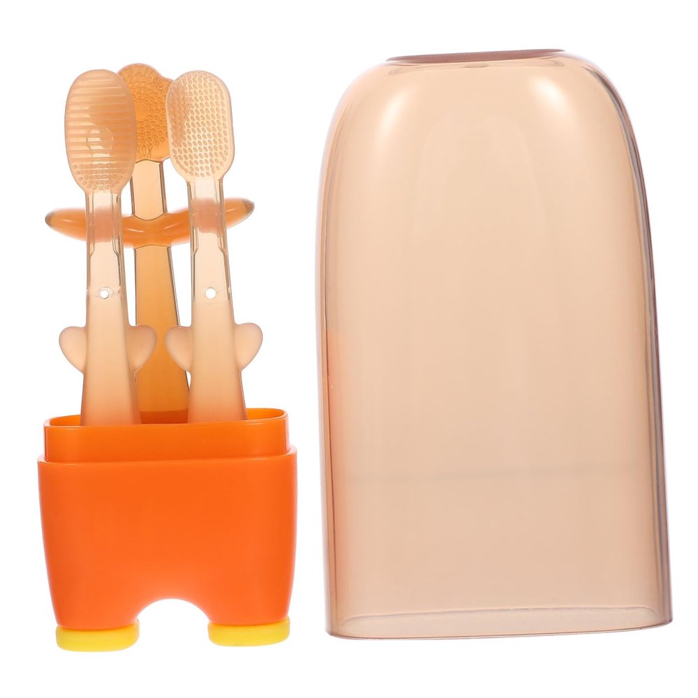 Homoyoyo Silicone Toothbrush Tongue Cleaner 3pcs Oral Care Safety Silicone Newborn Mouth Cleaner Soft Brush for Tongue and Teeth Cleaning
