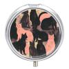 Pill Box 3 Compartment Metal Medicine Pill Organizer Cat Silhouette Pill Case for Purse Or Pocket Cute Mini Portable Pill Holder Travel Pill Container to Hold Supplements, Vitamins, Fish Oil view 1