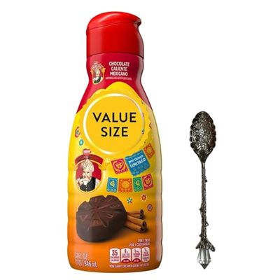 Premium Liquid Coffee Creamer 32 fl oz Bottle of Creamy Smooth Non-Dairy Coffee Creamer with Dumbass Coffee Gem Spoon (Chocolate Caliente Mexicano) Gem Spoon
