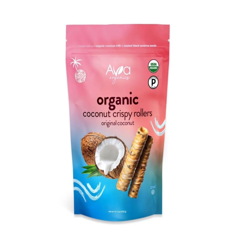 Ava Organics Organic Coconut Crispy Rollers, Original Coconut Flavor, 14.1 oz