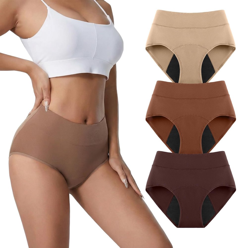 3-Pack Women's Reusable Incontinence Underwear, Comfortable & Absorbent, Machine Washable, Medium Size