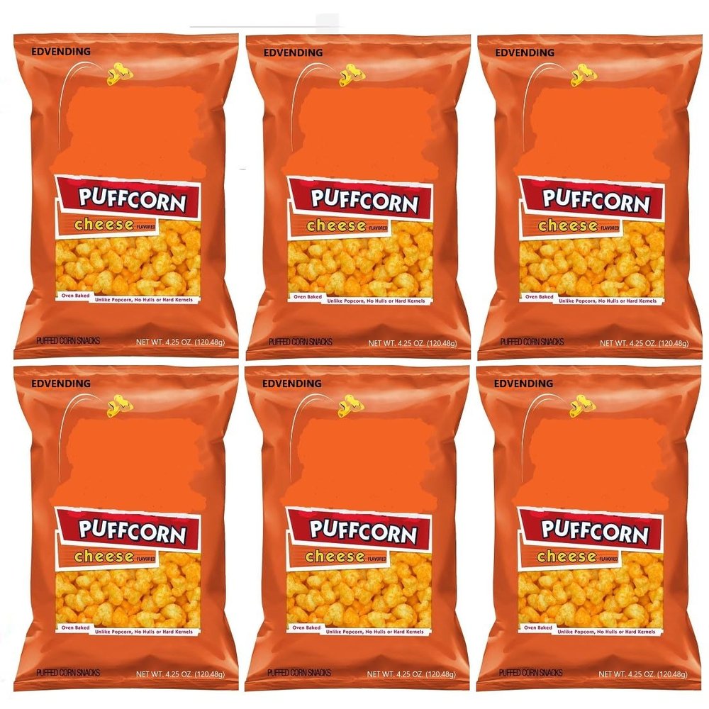 Cheese Flavored Puffcorn Snacks, Oven Baked, 4.25 Oz, Pack of 6