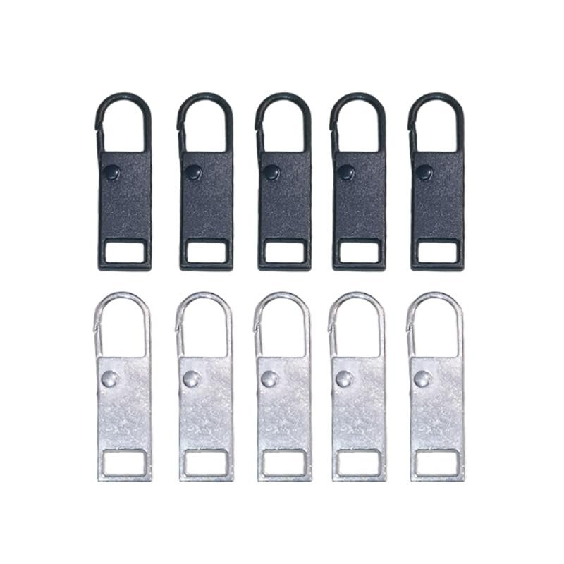 10Pcs Zipper Pull Replacement,Detachable Metal Zipper Handle Repair Kit for Luggage, Backpack, Suitcase, Jacket, Bag, Boots
