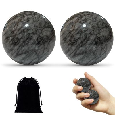 Husdeco Baoding Balls Hand Therapy Balls, Dark Grey, 1.57 inch, 2 Pack