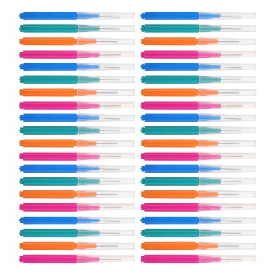 TEHAUX 40pcs Interdental Brush Toothpick Flosser Set Stainless Steel Wire Plastic Handle, Multi-Color Oral Brush for Teeth Cleaning and Orthodontic Maintenance, Flossing Tool for Daily