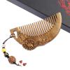 Green Sandalwood Comb Handmade Carved Natural Sandalwood Hair Comb - Portable Sandalwood Carved Small Comb Anti-Static (with Pendant) Hair Comb view 3