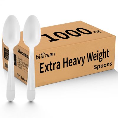 1000 Count White Plastic Spoons Heavy Duty Disposable Spoons Bulk Plastic Silverware Cutlery for Home Party Picnic