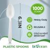 1000 Count White Plastic Spoons Heavy Duty Disposable Spoons Bulk Plastic Silverware Cutlery for Home Party Picnic view 2