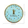 Blue Paper Birthday Plates 16pcs Disposable Dinnerware for First Party view 2