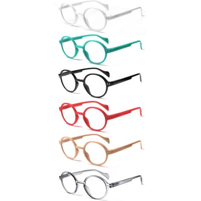 Kerecsen 6 Pack Vintage Round Reading Glasses for Women & Men Blue Light Blocking, Spring Hinge Design, Reading & Office Use (6 Mix Color-5, 3.50, x)