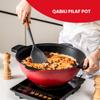 Rayhana Qabili Pilaf Pot Traditional Afghan Kabuli Pilau Pot with Non-Stick Coating, Oven Safe & Compatible with All Cooktops, 9.5 QT, Red view 4
