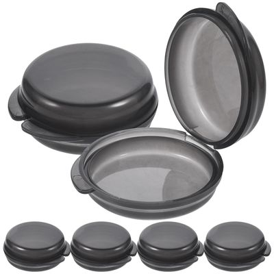 Wakauto Travel Vitamin Organizer Pill Box 6pcs Set, Black Round Small Medicine Storage Case for Three Times A Day Use, Portable Container for Travel and Home Medication Management