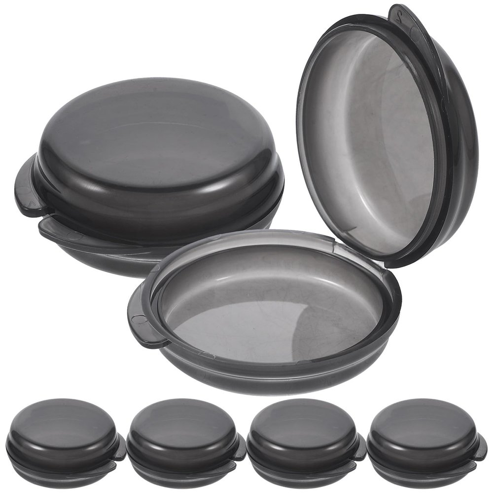 Wakauto Travel Vitamin Organizer Pill Box 6pcs Set, Black Round Small Medicine Storage Case for Three Times A Day Use, Portable Container for Travel and Home Medication Management
