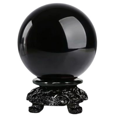 Crystal Ball Obsidian Office Auspicious Feng Shui Stone Polished Gift Decoration,3.54in