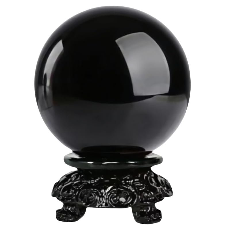 Crystal Ball Obsidian Office Auspicious Feng Shui Stone Polished Gift Decoration,3.54in