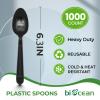 1000 Count Disposable Plastic Spoons Heavy Duty Plastic Spoons Bulk Black Heavy Weight Plastic Silverware for Home Party Picnic view 2