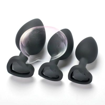 A Set of 3 Black Bottom Heart-Shaped Silicone Hip Equipment Training Accessories, 3 Different Sizes of Portable Devices, Couple Gifts