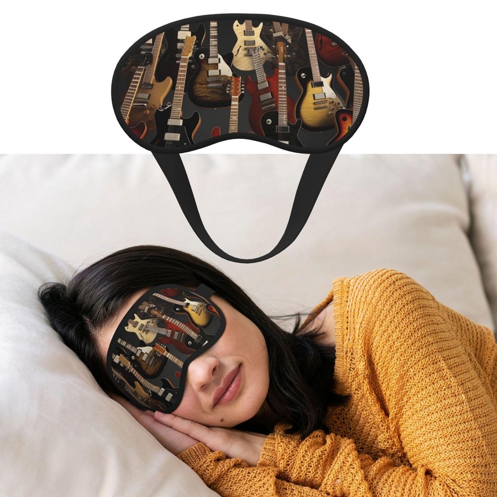 Guitars Sleep Mask for Side Sleeper Blackout Eye Masks for Women Men Blindfold Mask Side Sleeper Eye Cover for Sleeping Nap Blackout Eye Shade Cover for Travel