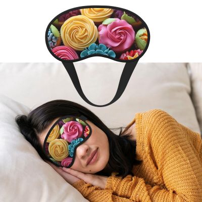 Colorful Cupcakes Rainbow Sleep Mask for Side Sleeper Blackout Eye Masks for Women Men Blindfold Mask Side Sleeper Eye Cover for Sleeping Nap Blackout Eye Shade Cover for Travel