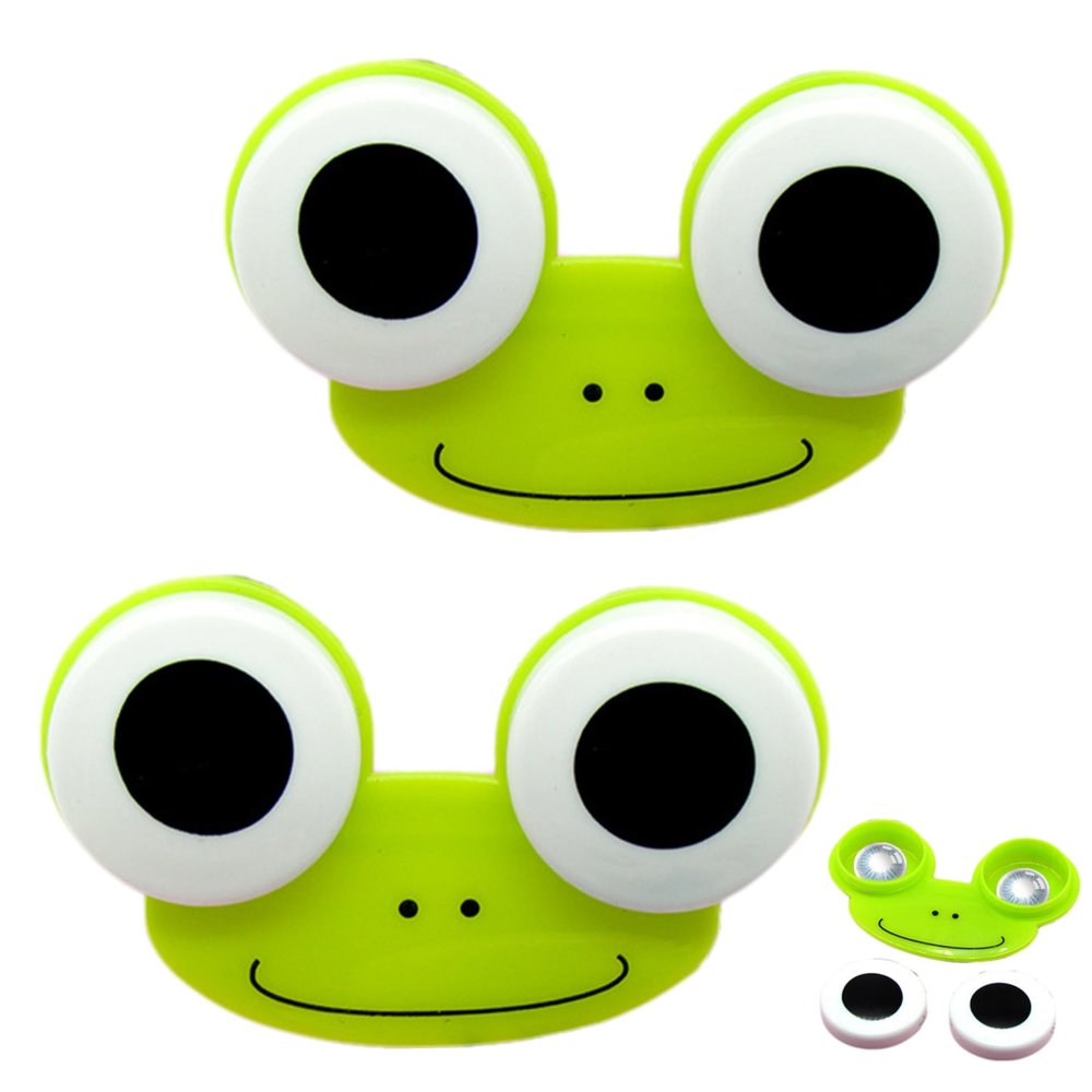 Bemonew Cute Contact Lens Case 2Pcs Contact Lens Case 3x2x1 Cartoon Frog Shape Travel with Adorable Big Eyes, Practical Cute