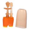 NIYANGLE Silicone Toothbrush 3pcs Small Tongue Brush Set Safety Silicone Cleaner for Newborn Oral Cleaning Dental Care (Warm Orange) view 1