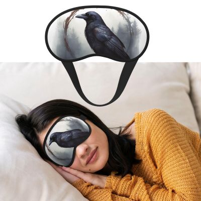 Black Crow Sleep Mask for Side Sleeper Blackout Eye Masks for Women Men Blindfold Mask Side Sleeper Eye Cover for Sleeping Nap Blackout Eye Shade Cover for Travel