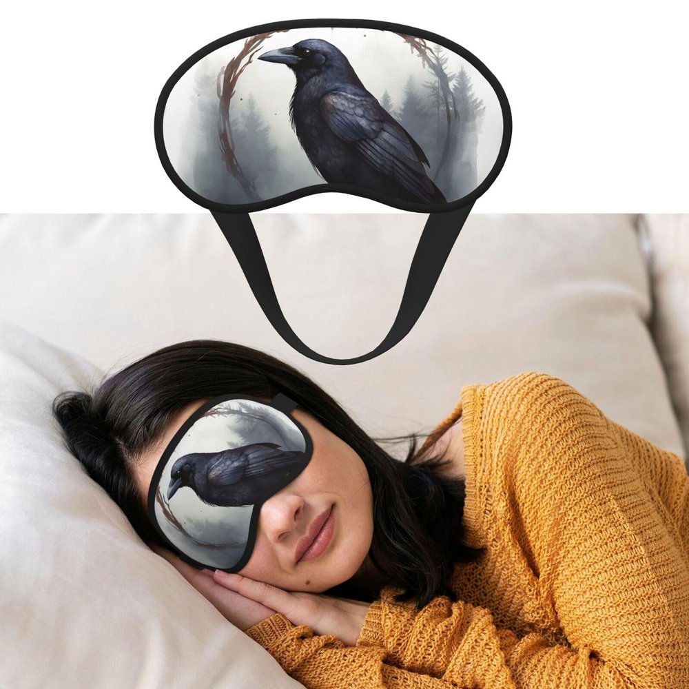 Black Crow Sleep Mask for Side Sleeper Blackout Eye Masks for Women Men Blindfold Mask Side Sleeper Eye Cover for Sleeping Nap Blackout Eye Shade Cover for Travel