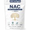 NAC 600mg & NAD Daily Complex, Organic NAC Supplement N-Acetyl Cysteine Capsules with NAD+ for Cellular & Lung Health, Antioxidant Levels and Immune Support, Non-GMO, 300 Softgels view 1