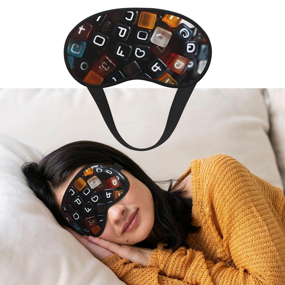 Cube Beads Sleep Mask for Side Sleeper Blackout Eye Masks for Women Men Blindfold Mask Side Sleeper Eye Cover for Sleeping Nap Blackout Eye Shade Cover for Travel