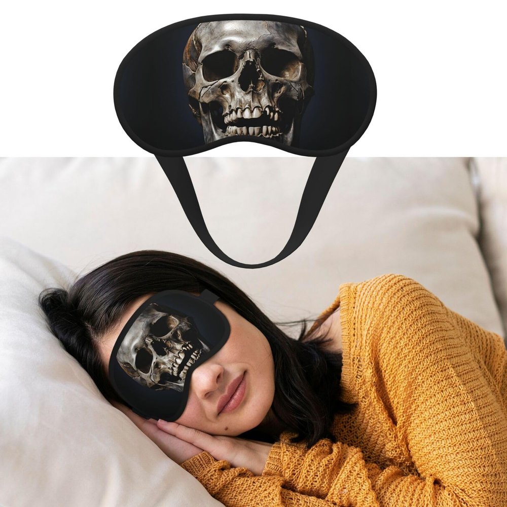 Death Skull Sleep Mask for Side Sleeper Blackout Eye Masks for Women Men Blindfold Mask Side Sleeper Eye Cover for Sleeping Nap Blackout Eye Shade Cover for Travel