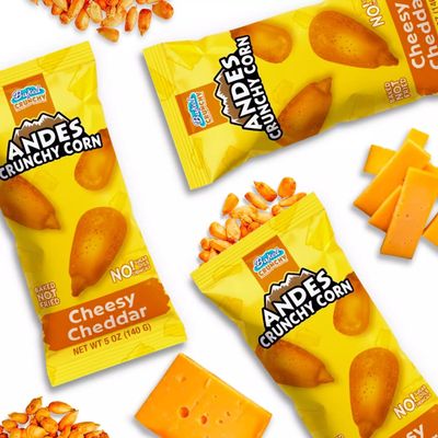 Baked Andes Crunchy Corn 3-Pack | CHEESY CHEDDAR | 3x5oz Bag (15oz Total), Non-GMO, Kosher, Gluten Free, Vegan, No Added Oils, Bolivian Chuspillo Corn, Maiz Cancha, Quico