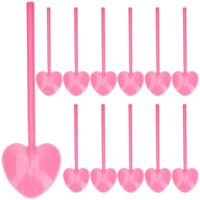 100Pcs Disposable Ice Cream Spoons Bulk Cute Pink Heart Shape Dessert Spoons Cake Pudding Plastic Silverware Party Tableware