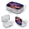 Purple Eiffel Tower Pill Box 2 Compartment Small Square Pills Case Portable for Pocket Pill Organizer Travel Metal Pill Holder for Office Home Vitamin Medicine Fish Oil view 2