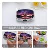 Purple Eiffel Tower Pill Box 2 Compartment Small Square Pills Case Portable for Pocket Pill Organizer Travel Metal Pill Holder for Office Home Vitamin Medicine Fish Oil view 4