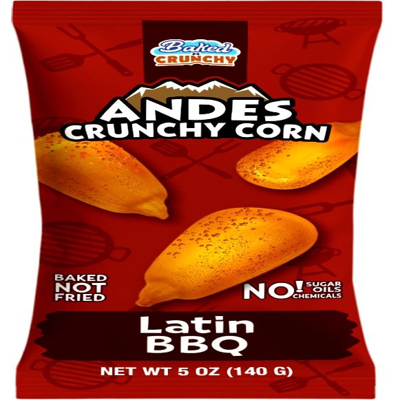 Baked Andes Crunchy Corn LATN BBQ | 5oz Bag, Non-GMO, Kosher, Gluten Free, Vegan, No Added Oils, Bolivian Chuspillo Corn, Maiz Cancha, Quico