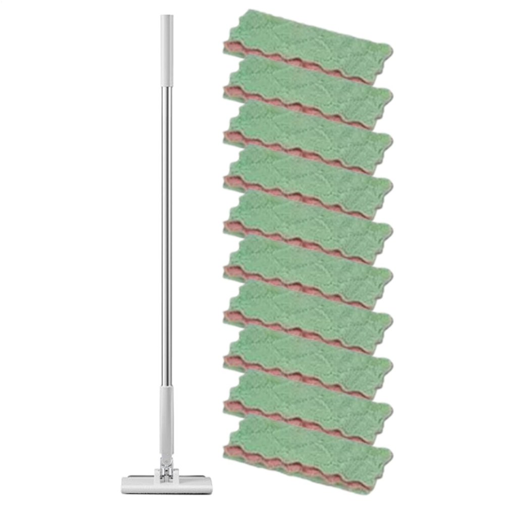 Mini Mop Long Handle Flat with 10 Cloths