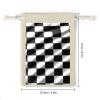 VIDI 8 PCS Black White Race Checkered Flag Drawstring Gift Bags Cotton Linen Party Favors Bags Reusable Burlap Bags for Decorated Event Holiday Party Favors, Wedding Favors view 2