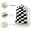 VIDI 8 PCS Black White Race Checkered Flag Drawstring Gift Bags Cotton Linen Party Favors Bags Reusable Burlap Bags for Decorated Event Holiday Party Favors, Wedding Favors view 3