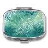 Green Sea Blue Seaweed Pill Box 2 Compartment Small Square Pills Case Portable for Pocket Pill Organizer Travel Metal Pill Holder for Office Home Vitamin Medicine Fish Oil view 1