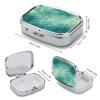 Green Sea Blue Seaweed Pill Box 2 Compartment Small Square Pills Case Portable for Pocket Pill Organizer Travel Metal Pill Holder for Office Home Vitamin Medicine Fish Oil view 2