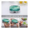 Green Sea Blue Seaweed Pill Box 2 Compartment Small Square Pills Case Portable for Pocket Pill Organizer Travel Metal Pill Holder for Office Home Vitamin Medicine Fish Oil view 4