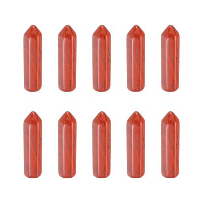 MECCANIXITY Crystals Wands Red Stone Hexagonal Faceted Single Points Towers Pocket Polished Stone Bulk for Energy Chakra Meditation Crystal Healing, 33 x 8mm (Deep Red),10Pcs