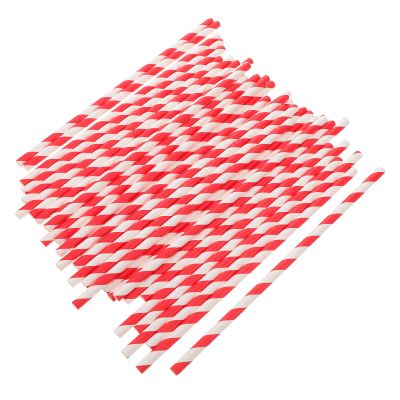 FINISPERSOO 100pcs Red Stripe Party Paper Straws Disposable Decorative Drinking Straws Eco-friendly Juice for Birthday Cocktail and Event Supplies