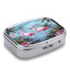 Tropical Flamingos Pill Case Daily Square Small Medicine Case Vitamin Organizer Box 2 Compartments Portable Metal Travel Medicine Box for Vitamins Fish Oils Supplements view 3