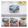 Tropical Flamingos Pill Case Daily Square Small Medicine Case Vitamin Organizer Box 2 Compartments Portable Metal Travel Medicine Box for Vitamins Fish Oils Supplements view 4